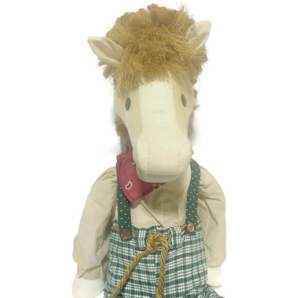 Paul A Mino Horse Kinfolk From Maplewood Stuffed Animal Plush Straw Hair 28 Inch - Picture 11 of 11